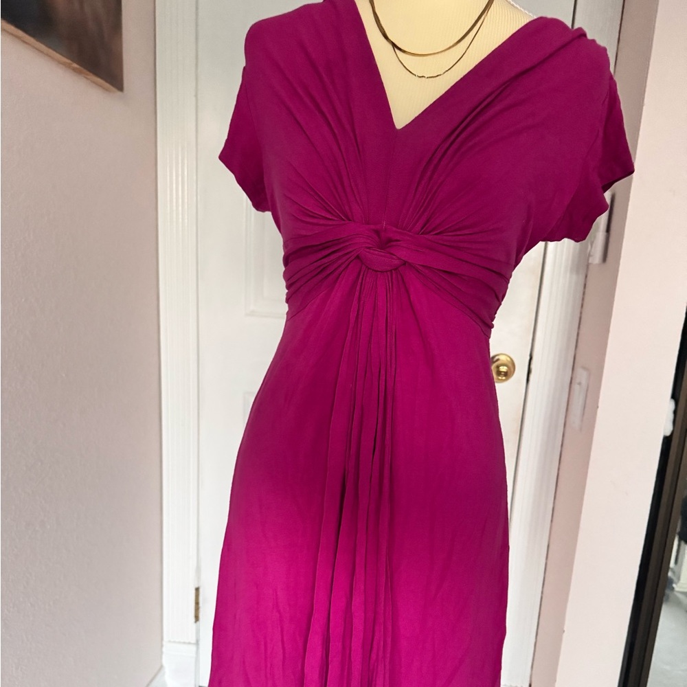 Seraphine Magenta Gathered Midi Dress